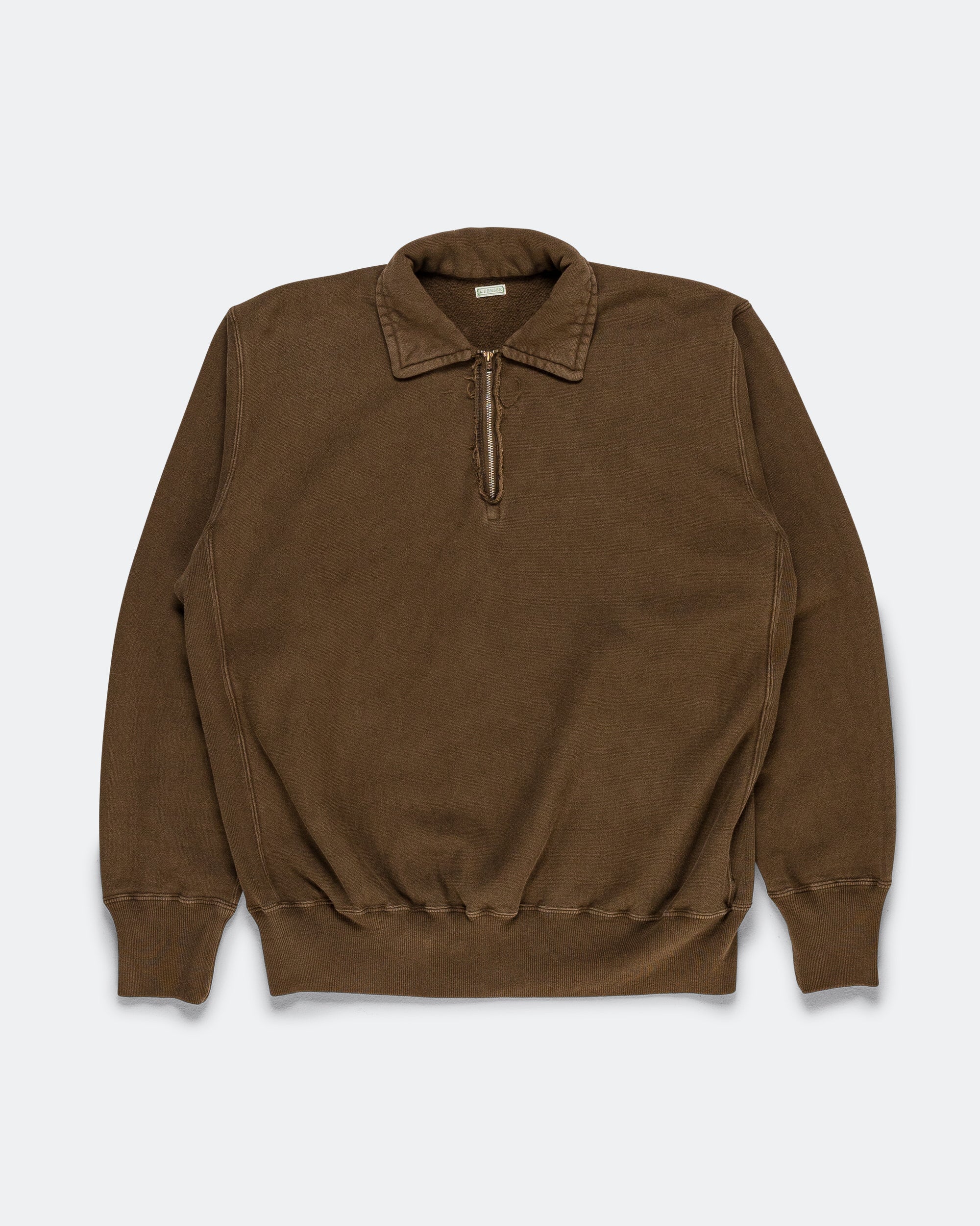 A.PRESSE - Vintage Half Zip Sweatshirt - Brown | UP THERE