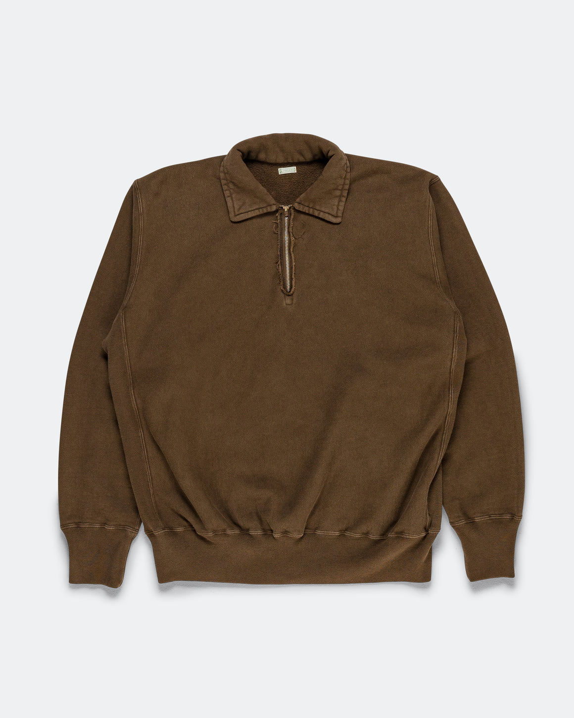 A.PRESSE - Vintage Half Zip Sweatshirt - Brown - UP THERE