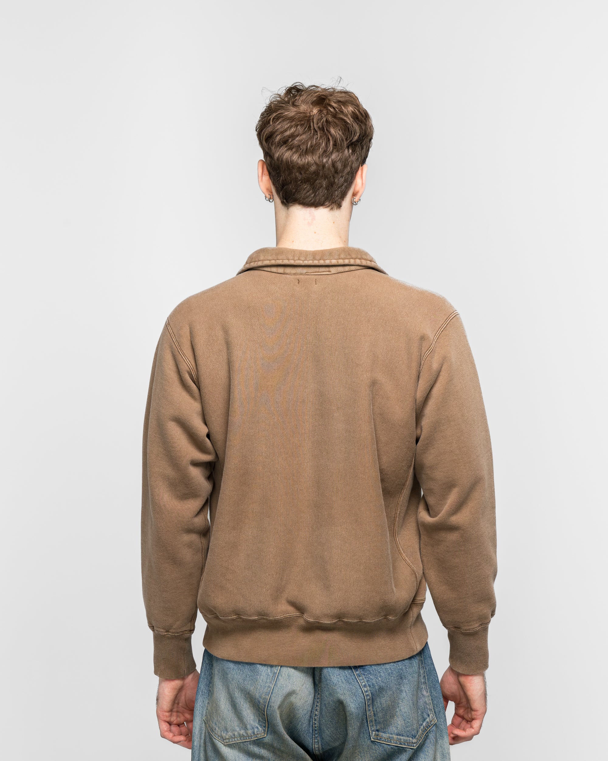 A.PRESSE - Vintage Half Zip Sweatshirt - Brown | UP THERE