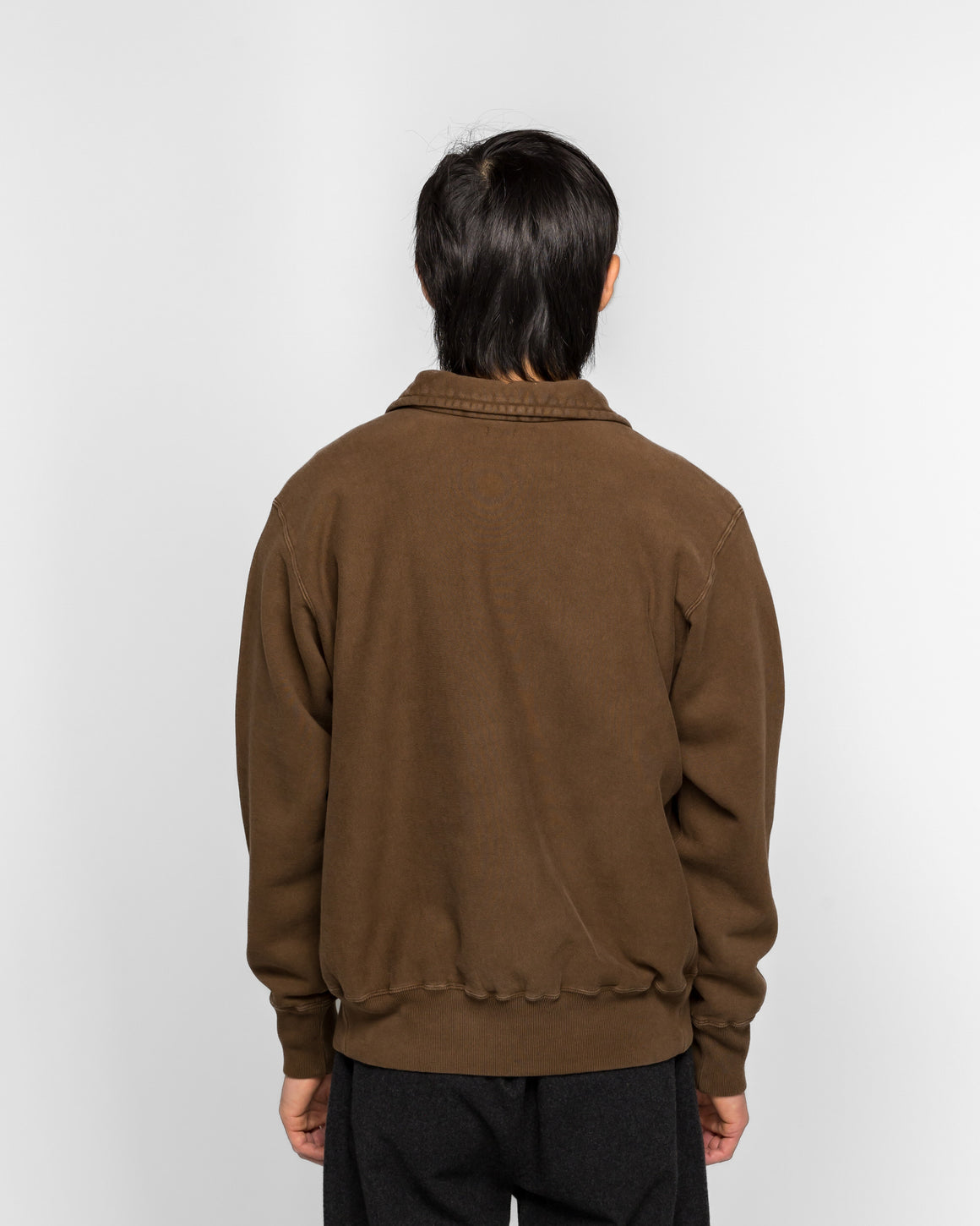 A.PRESSE - Vintage Half Zip Sweatshirt - Brown - UP THERE