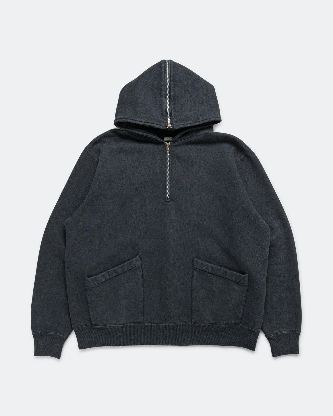 A.PRESSE - Vintage Sailor Hood Half Zip Sweatshirt - Black | UP THERE