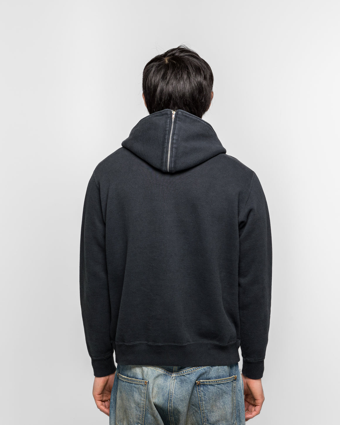 A.PRESSE - Vintage Sailor Hood Half Zip Sweatshirt - Black | UP THERE