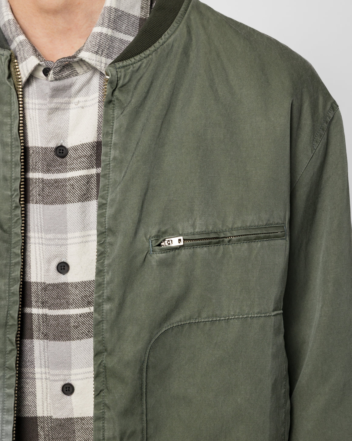 A.PRESSE - Vintage Silk Air Force Jacket - Sage - UP THERE