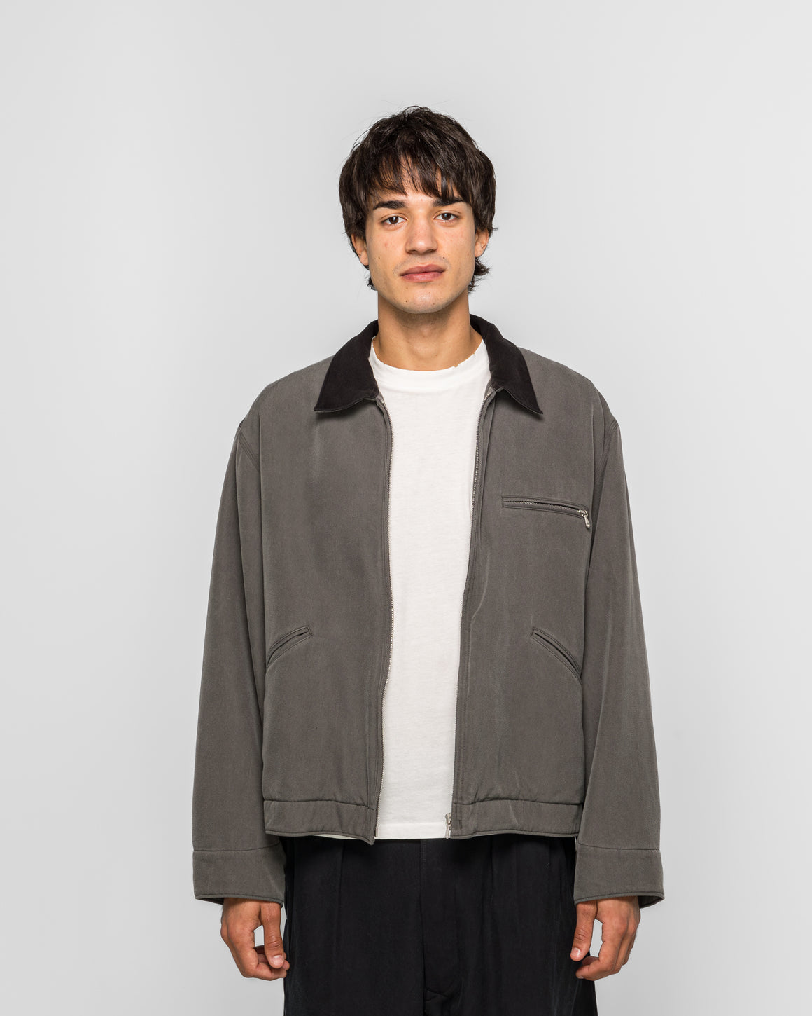 A.PRESSE - Vintage Silk Cotton Detroit Jacket - Grey - UP THERE