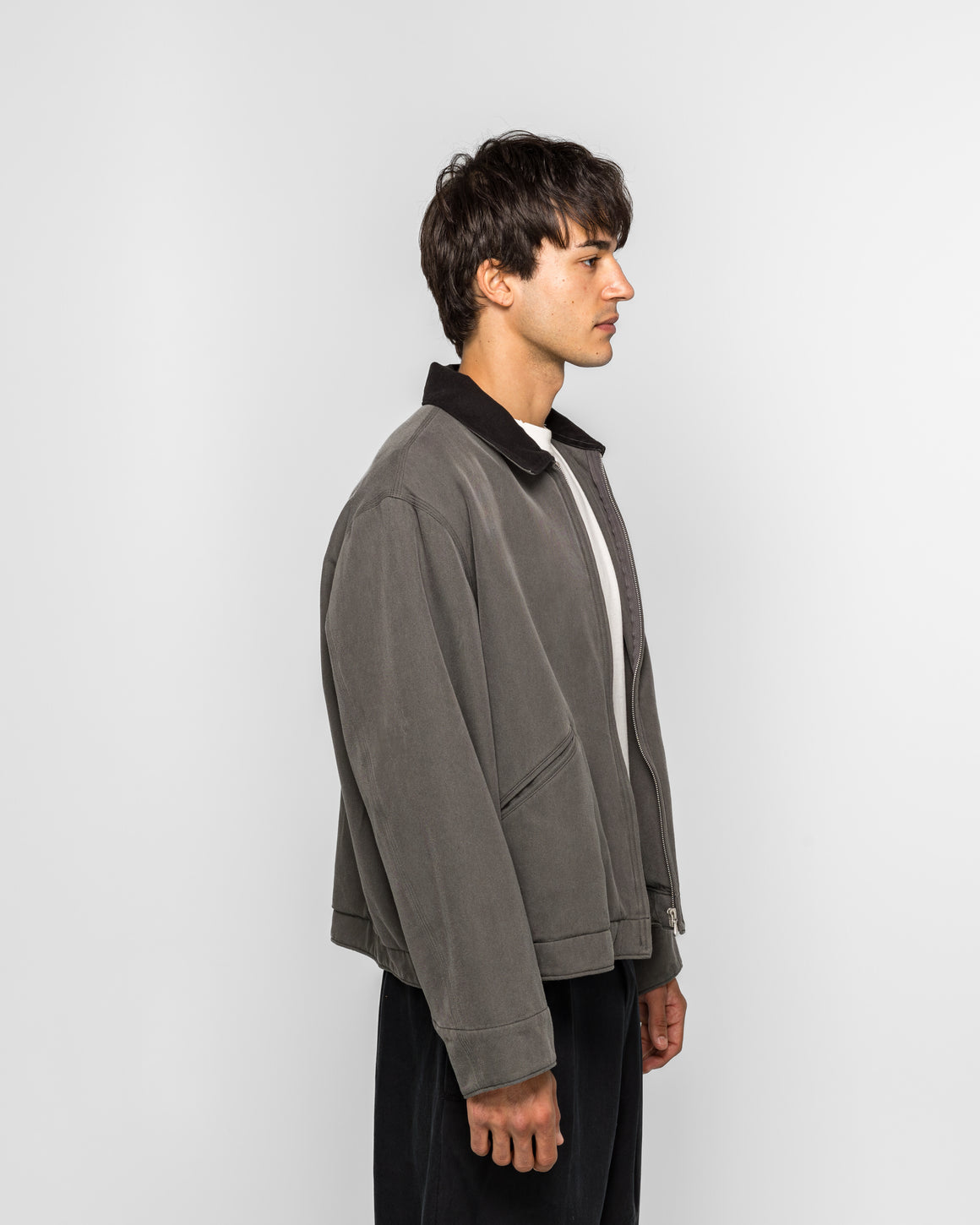 A.PRESSE - Vintage Silk Cotton Detroit Jacket - Grey - UP THERE