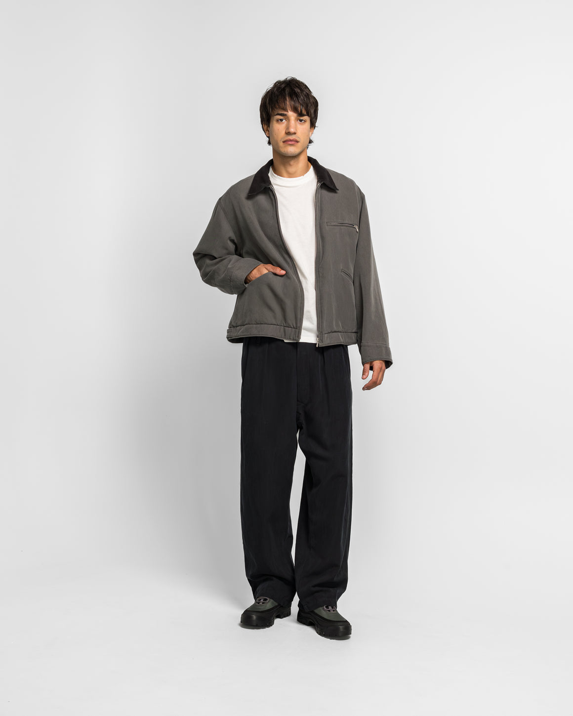 A.PRESSE - Vintage Silk Cotton Detroit Jacket - Grey - UP THERE