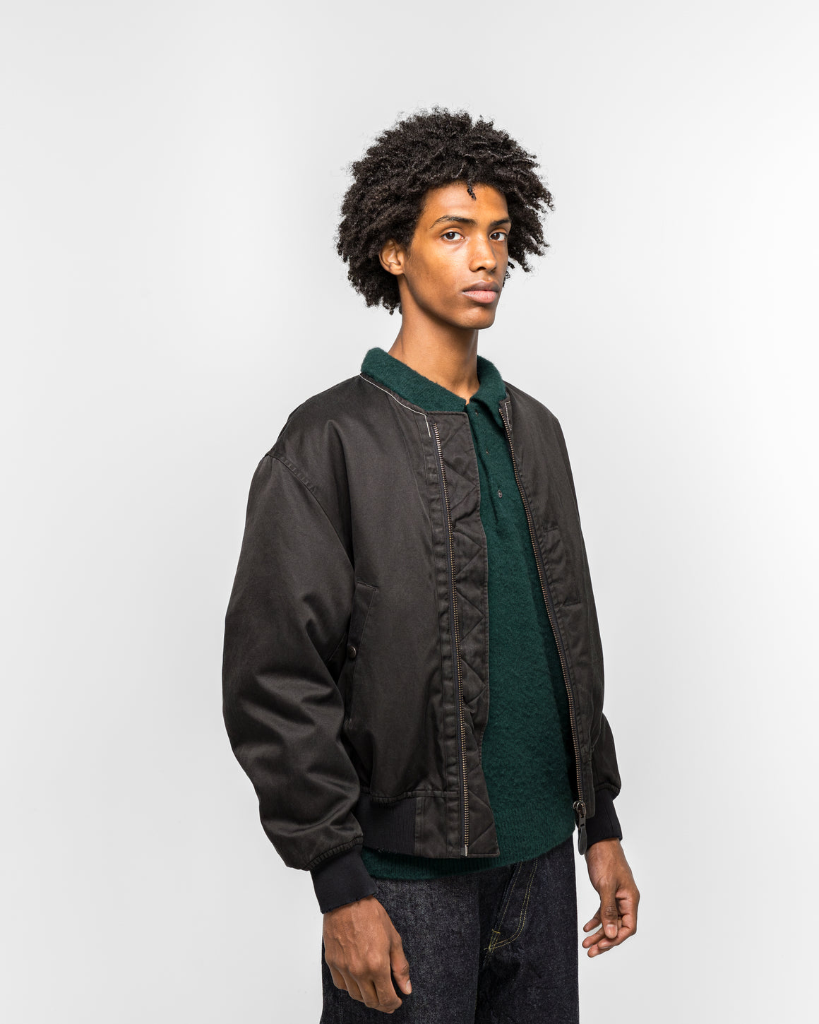 A.PRESSE - Vintage Silk Flight Custom Jacket - Black - UP THERE