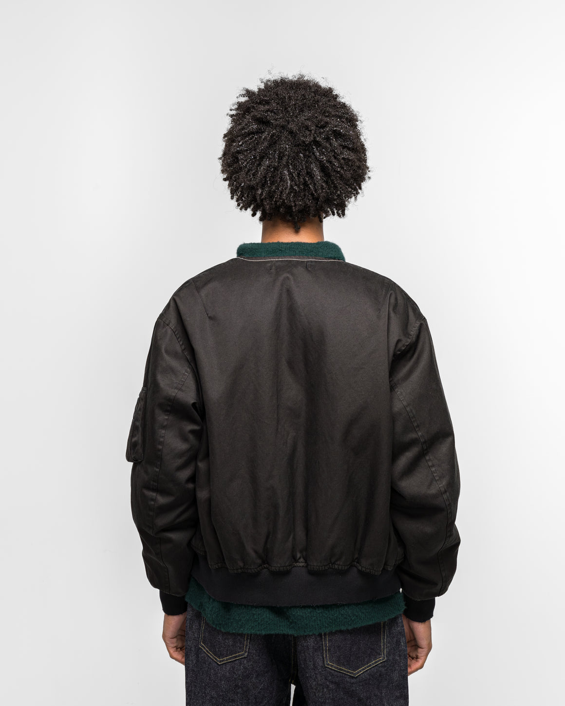 A.PRESSE - Vintage Silk Flight Custom Jacket - Black - UP THERE