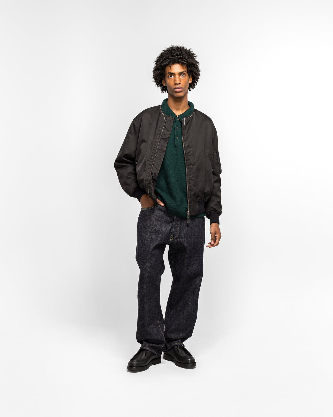 A.PRESSE - Vintage Silk Flight Custom Jacket - Black - UP THERE