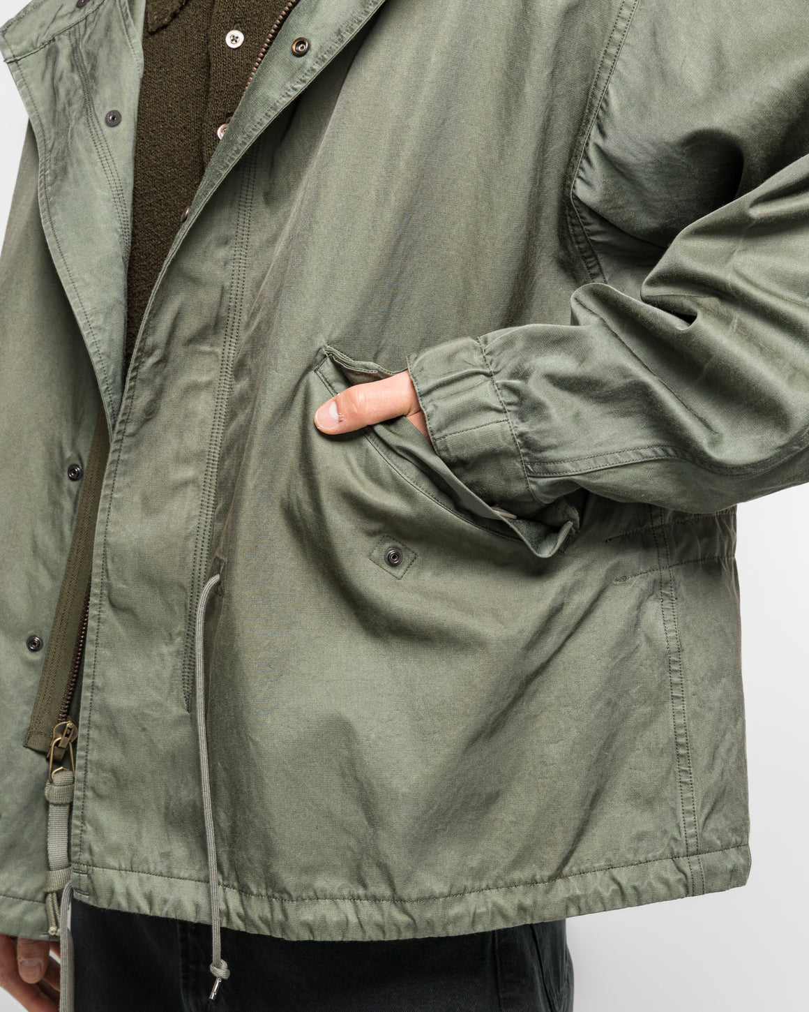 A.PRESSE - Vintage Silk Hoodie Jacket - Sage - UP THERE