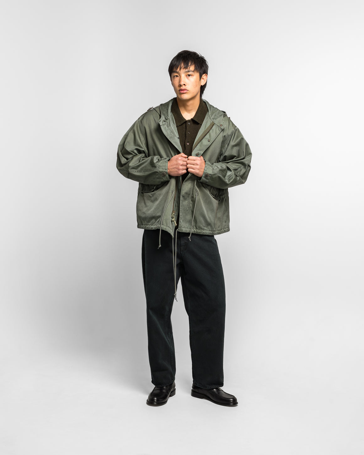 A.PRESSE - Vintage Silk Hoodie Jacket - Sage - UP THERE