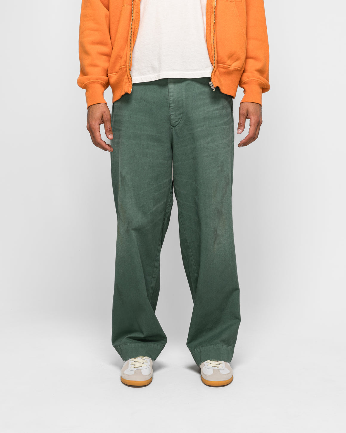 A.PRESSE - Vintage Twill Work Pants - Green - UP THERE