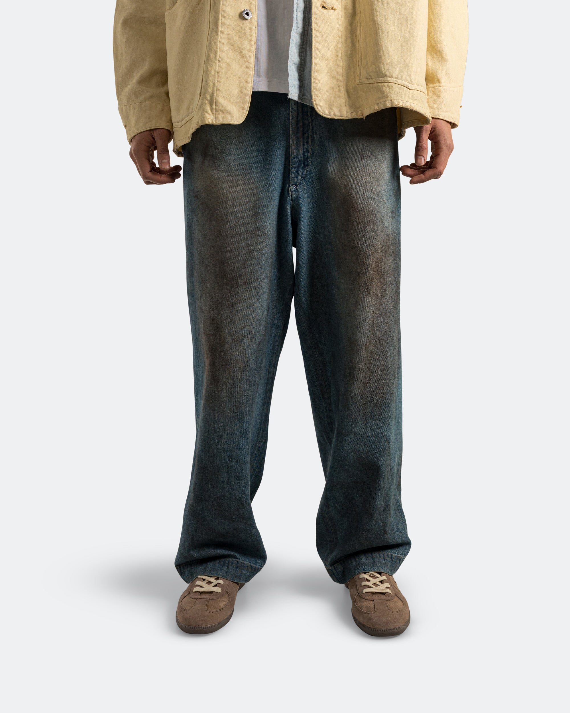 A.PRESSE - Vintage Washed Denim Work Pants - Indigo | UP THERE