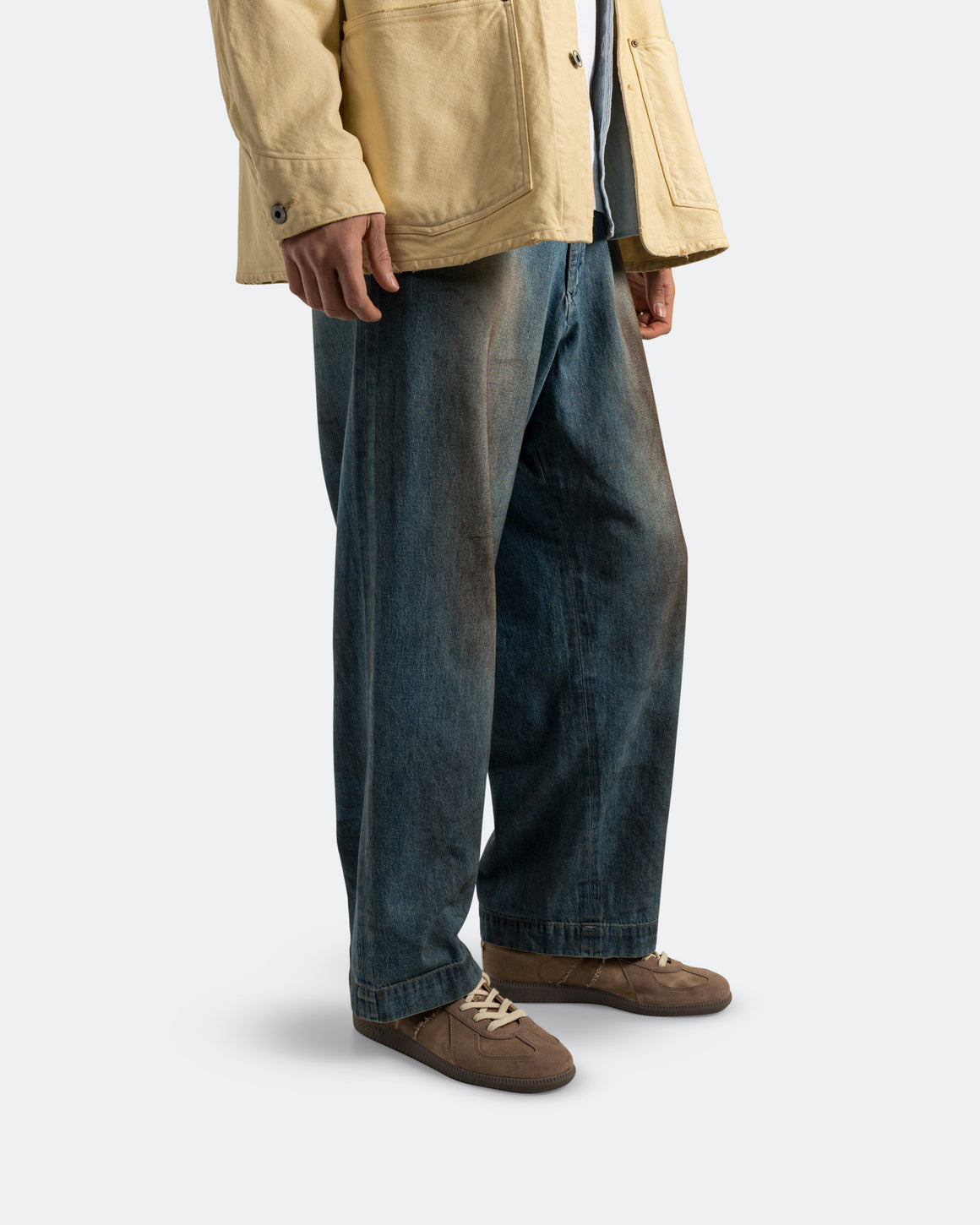 A.PRESSE - Vintage Washed Denim Work Pants - Indigo - UP THERE