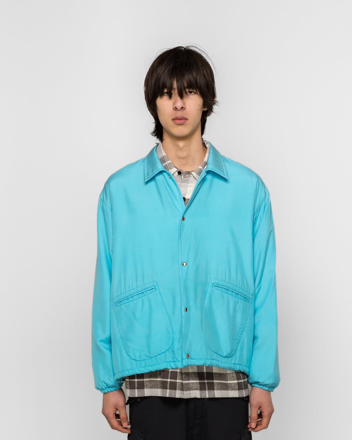 A.PRESSE - Vintage Washed Silk Taffeta Coach Jacket - Sax - UP THERE