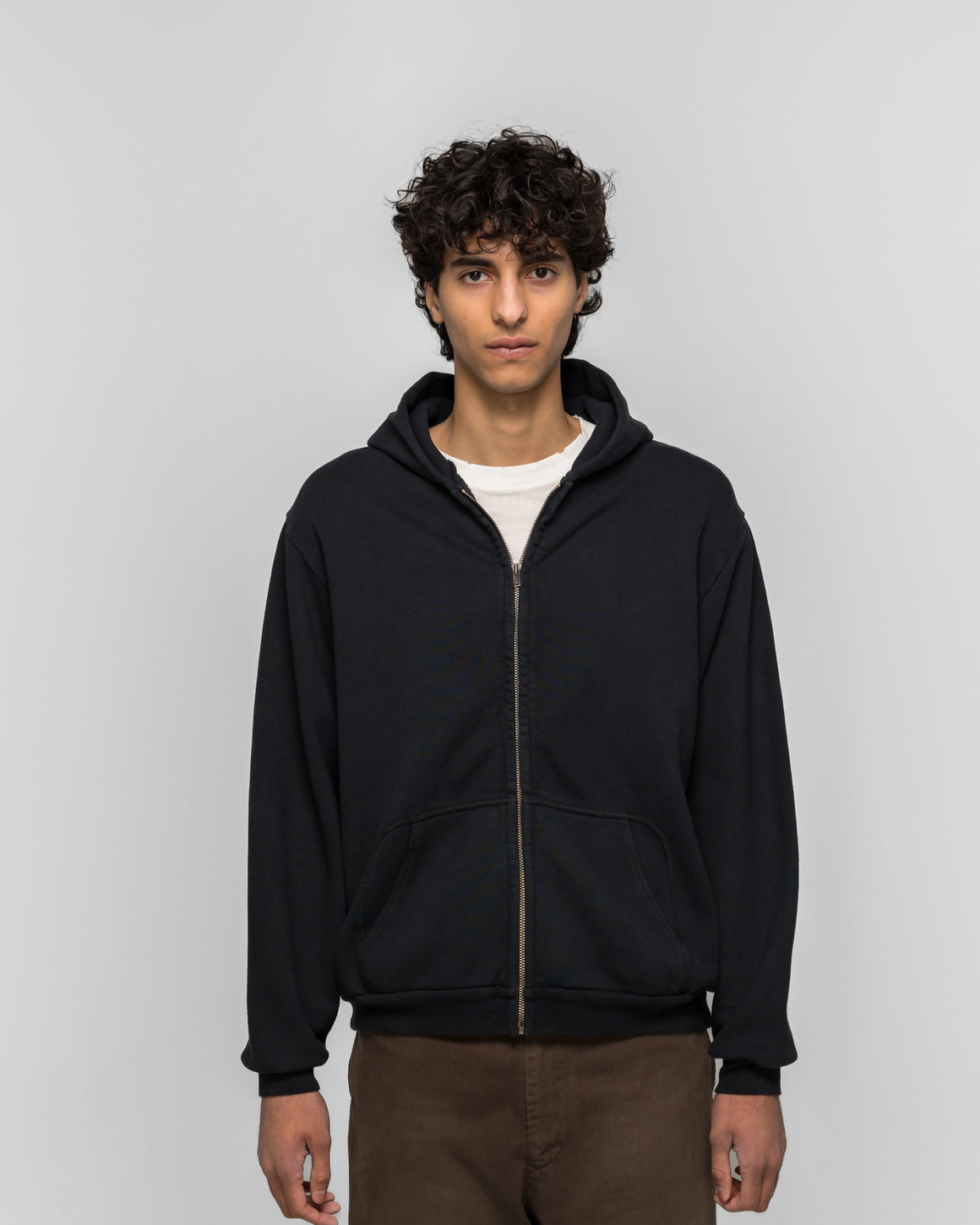 A.PRESSE - Vintage Zip Sweat Hoodie - Black - UP THERE