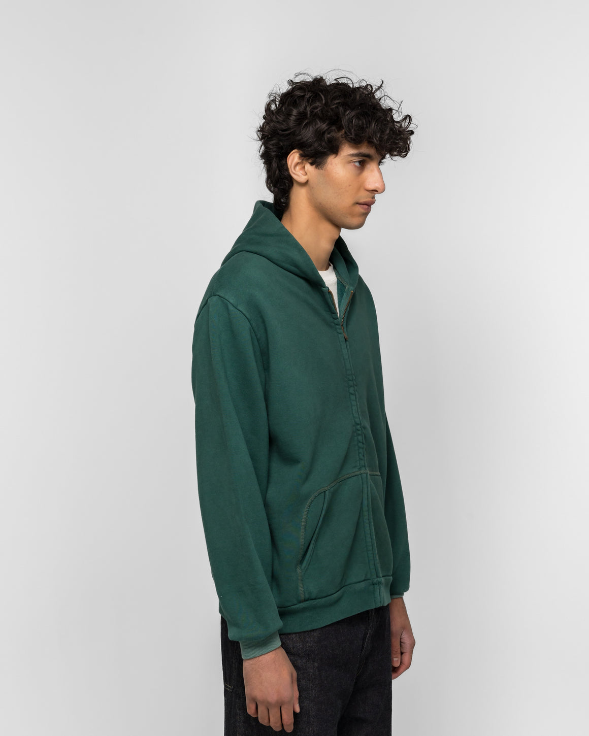 A.PRESSE - Vintage Zip Sweat Hoodie - Green - UP THERE