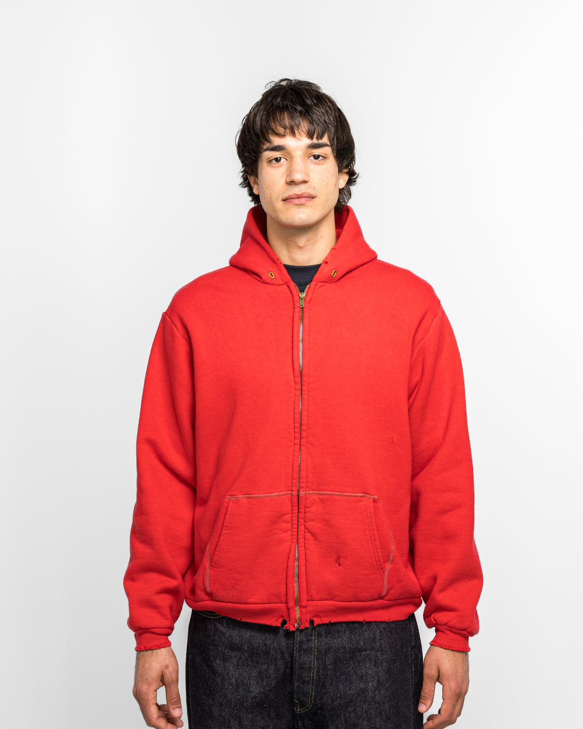 A.PRESSE - Vintage Zip Sweat Hoodie - Red | UP THERE