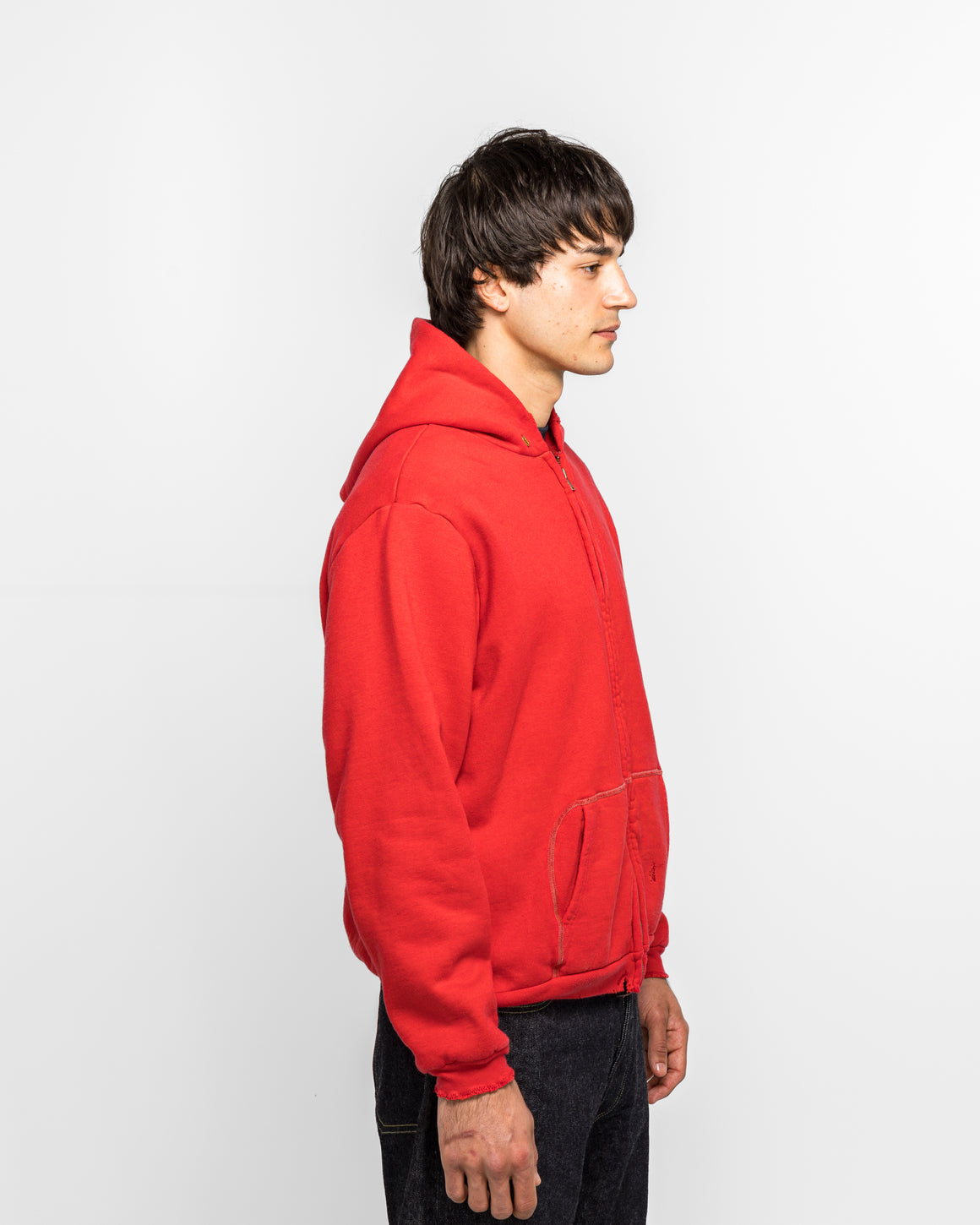 A.PRESSE - Vintage Zip Sweat Hoodie - Red | UP THERE