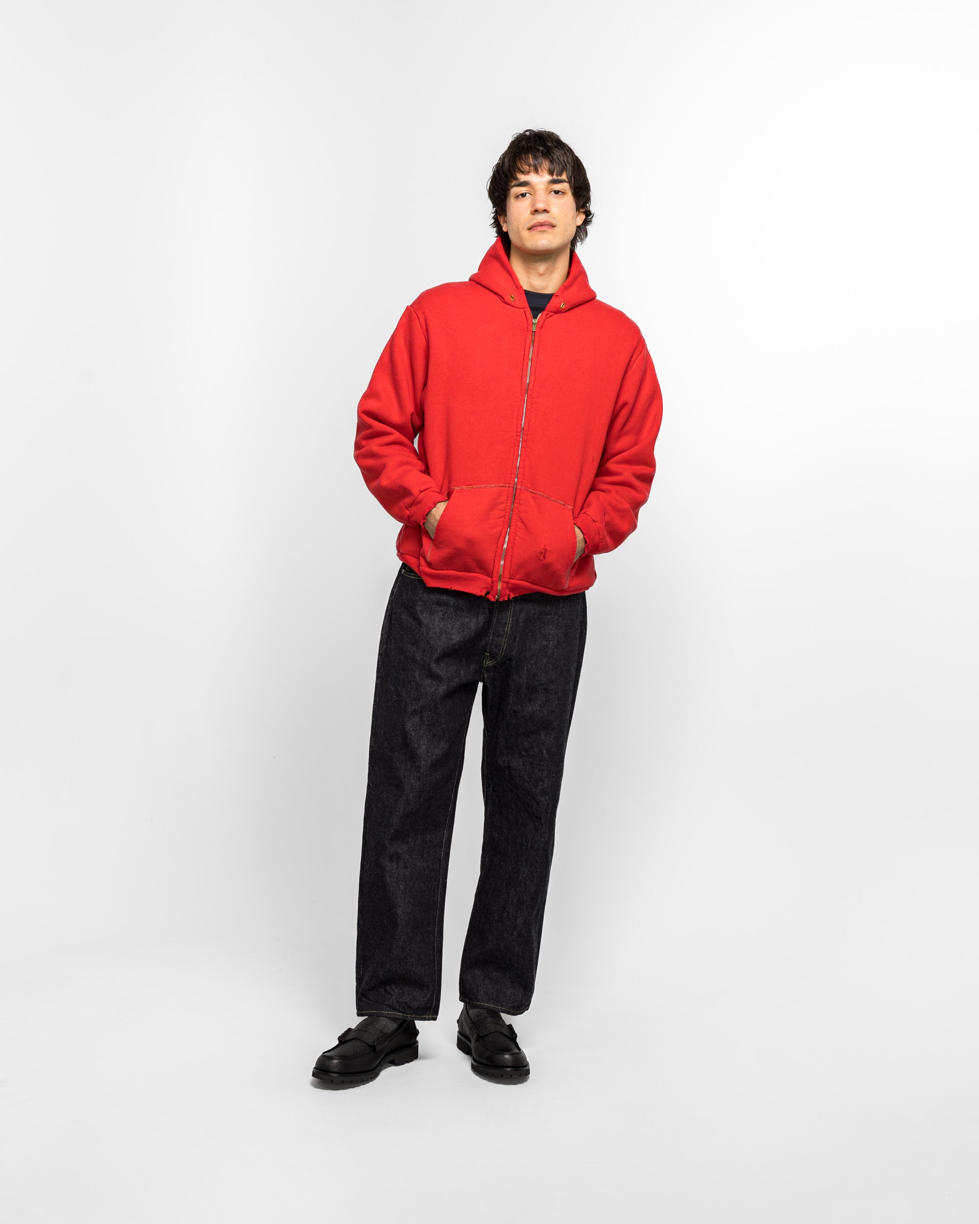 A.PRESSE - Vintage Zip Sweat Hoodie - Red | UP THERE