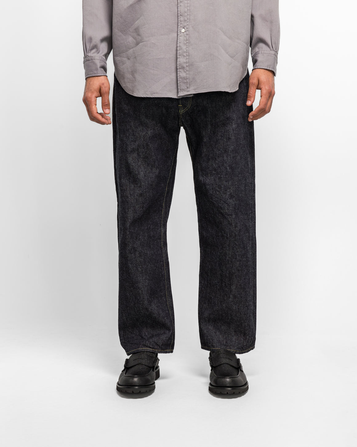 A.PRESSE - Washed Denim Wide Pants - Indigo - UP THERE