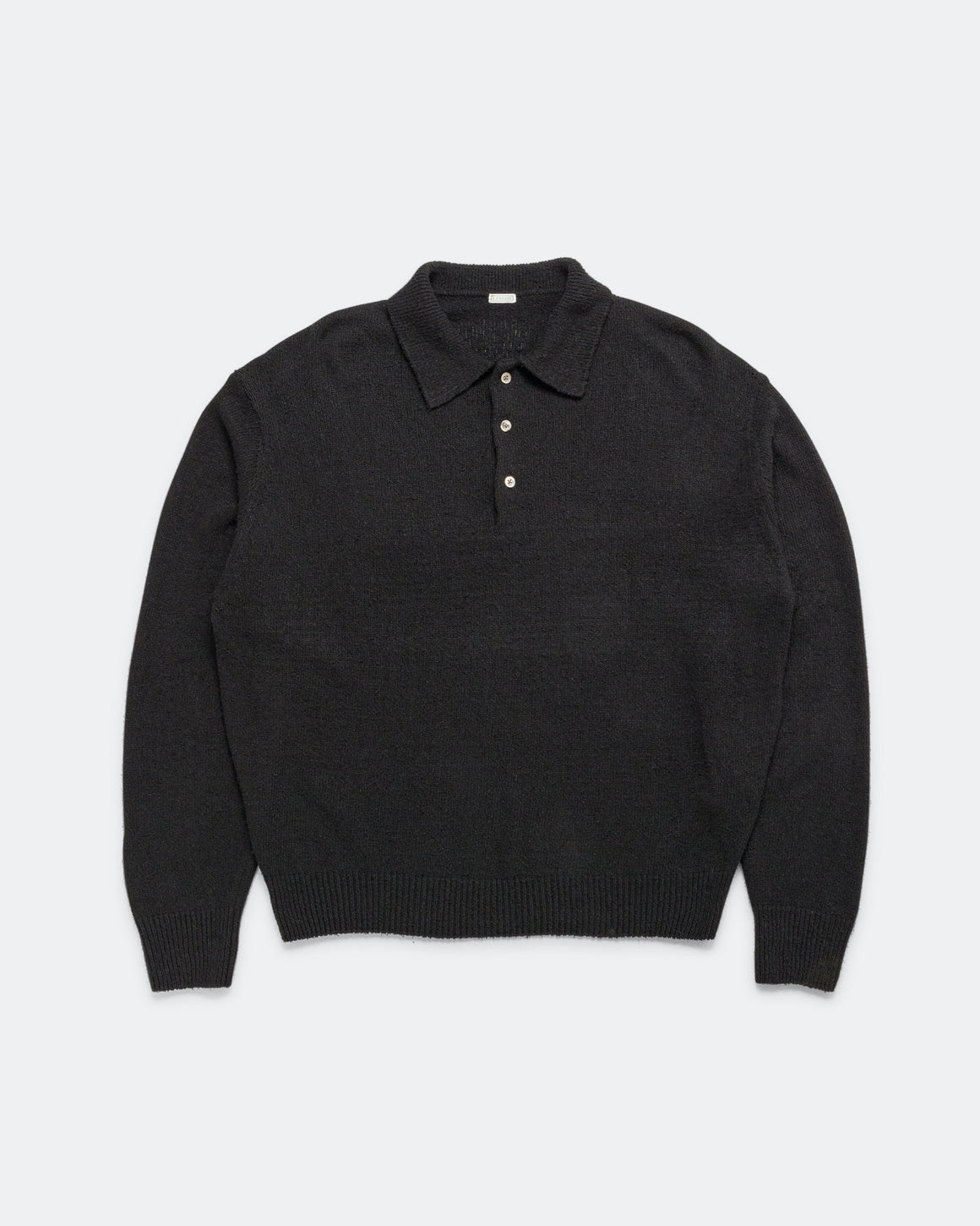 A.PRESSE - Washed Silk Nep Polo Shirt - Black - UP THERE
