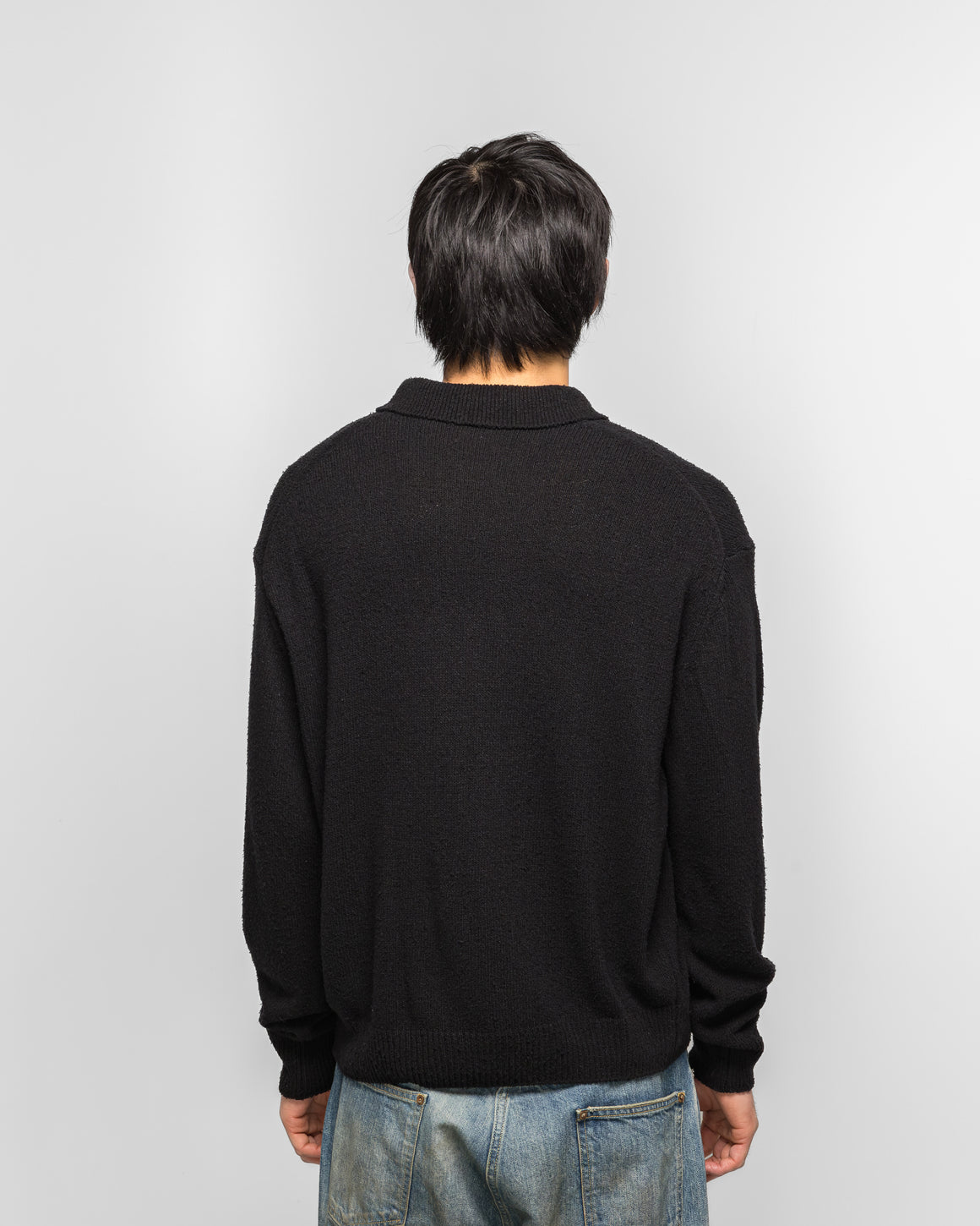 A.PRESSE - Washed Silk Nep Polo Shirt - Black - UP THERE