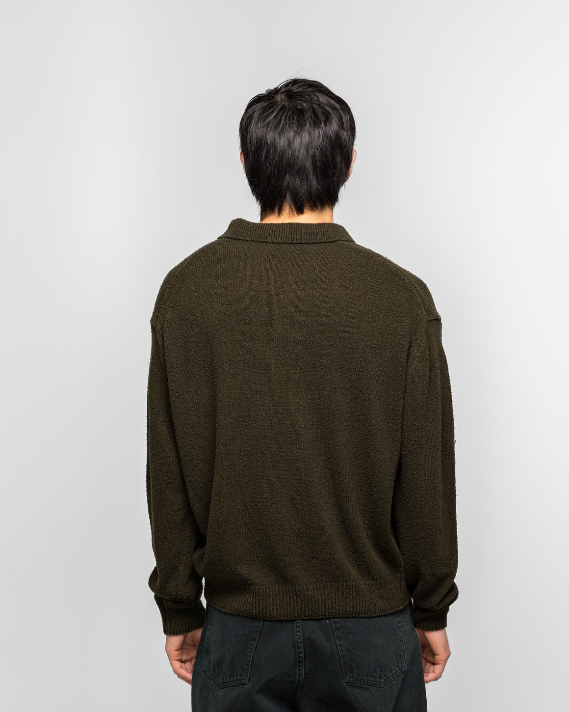 A.PRESSE - Washed Silk Nep Polo Shirt - Olive - UP THERE