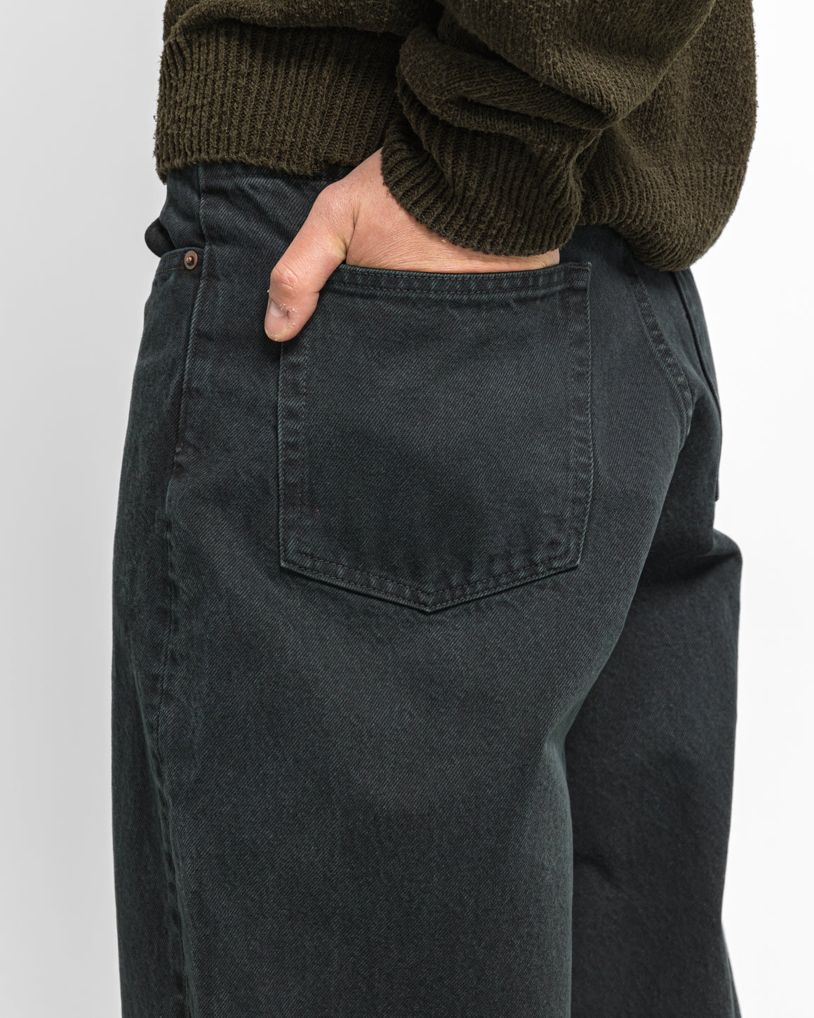 A.PRESSE - Washed Wide Denim Pants - Black - UP THERE