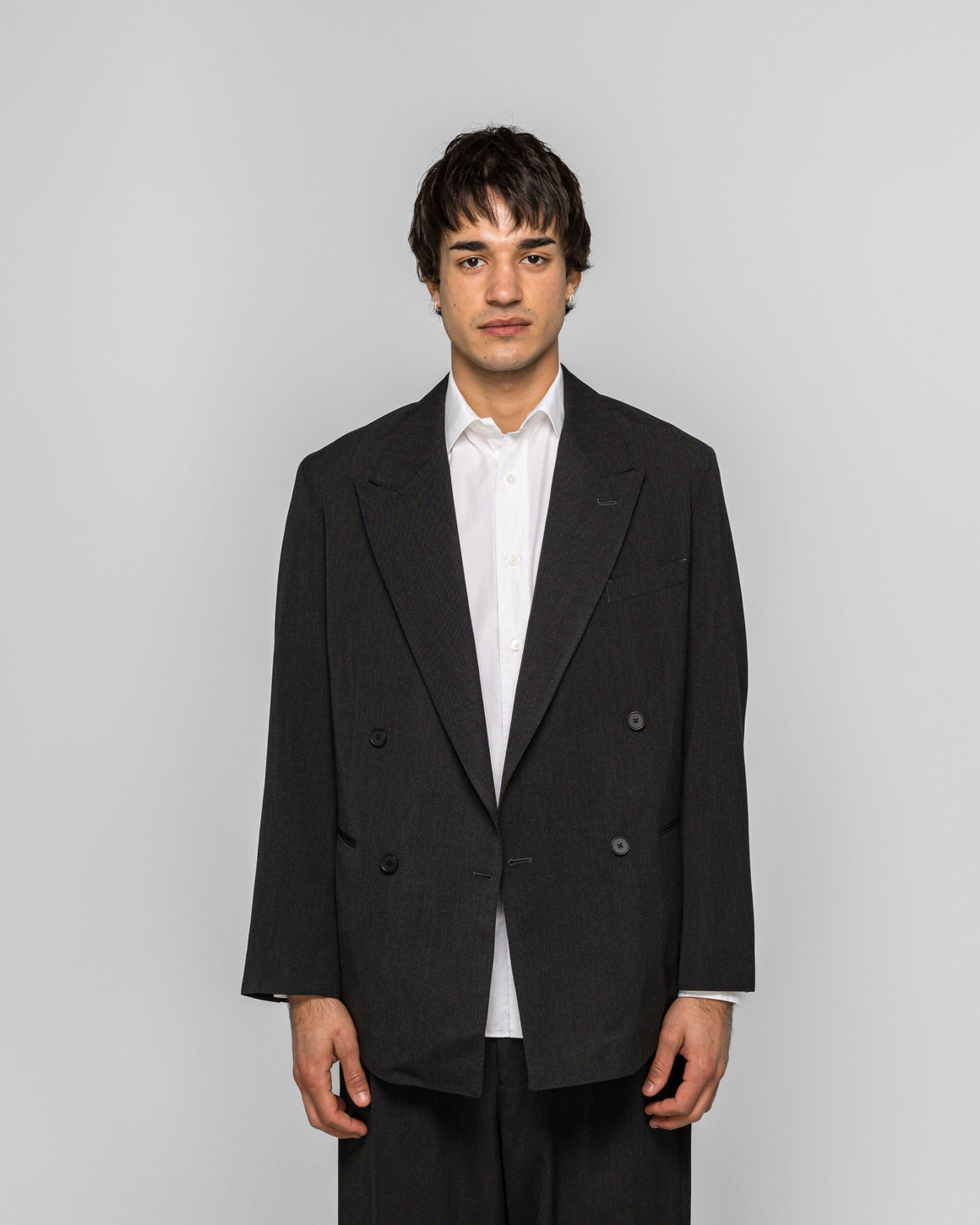 A.PRESSE - Wool Double Breasted Jacket - Charcoal - UP THERE