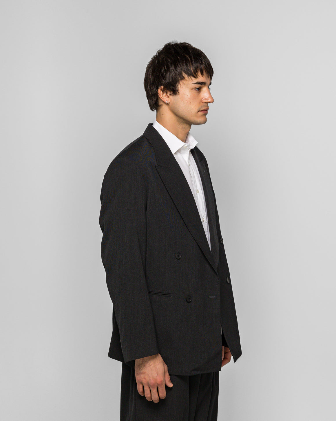 A.PRESSE - Wool Double Breasted Jacket - Charcoal - UP THERE