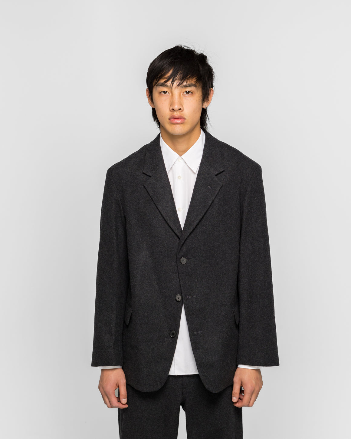 A.PRESSE - Wool Flannel Jacket - Charcoal - UP THERE