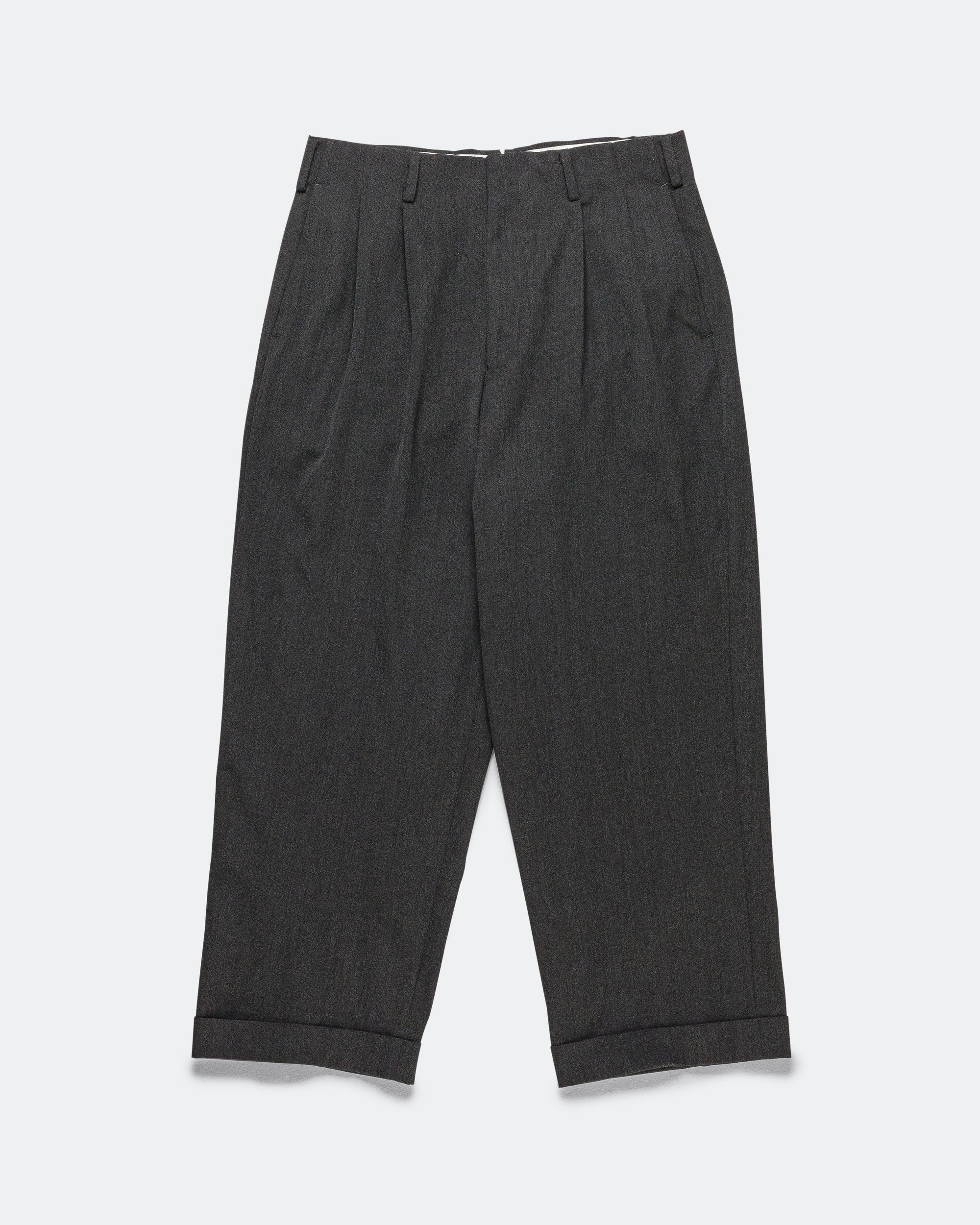 A.PRESSE - Wool Wide Tapered Trousers - Charcoal | UP THERE