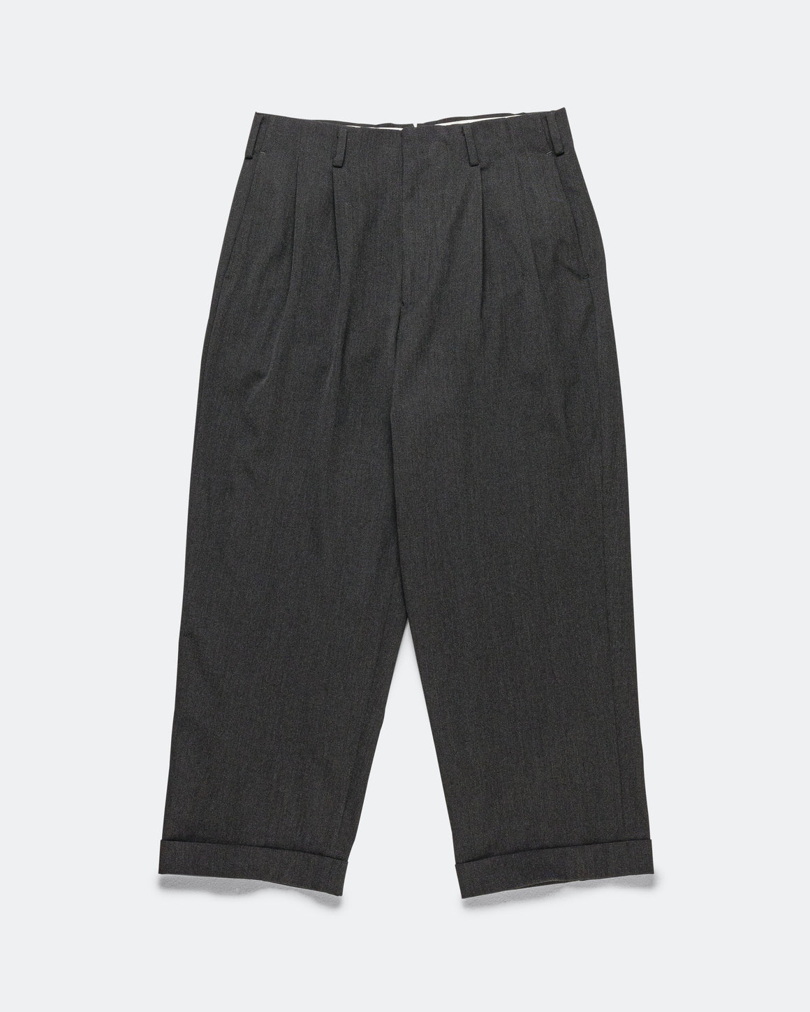 A.PRESSE - Wool Wide Tapered Trousers - Charcoal - UP THERE