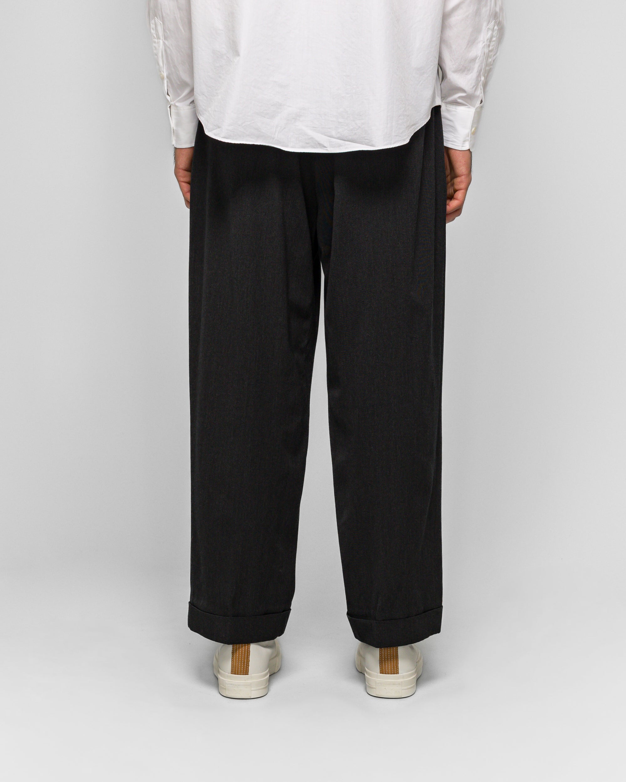 A.PRESSE - Wool Wide Tapered Trousers - Charcoal | UP THERE