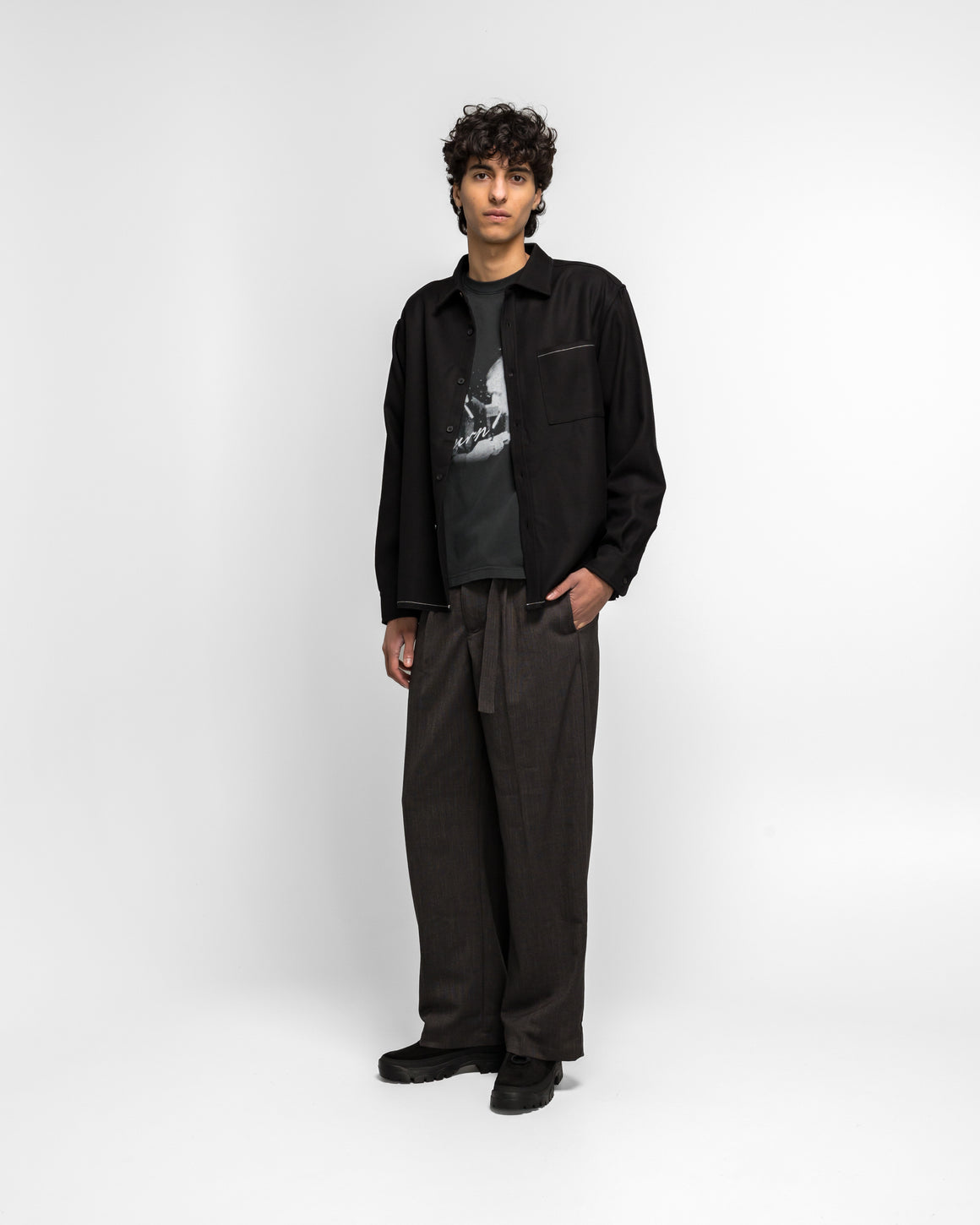 Beach Brains - Hold LS Pocket Shirt - Black/White - UP THERE