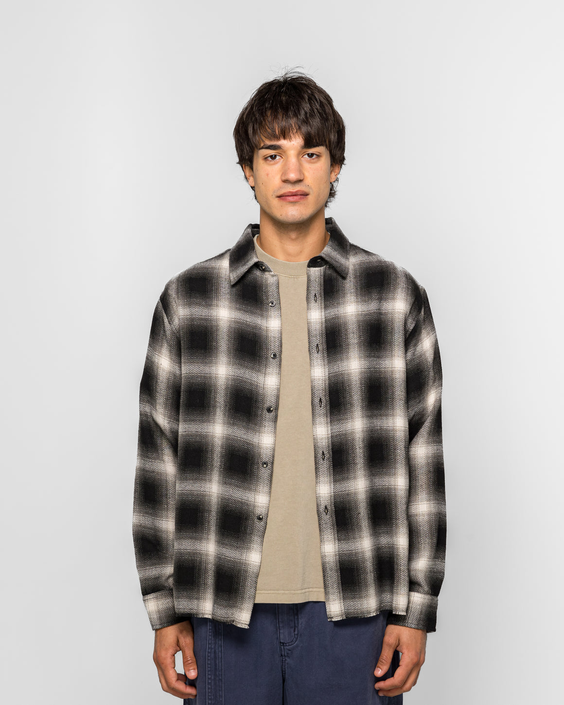 Beach Brains - Hold LS Shirt - Black Plaid - UP THERE