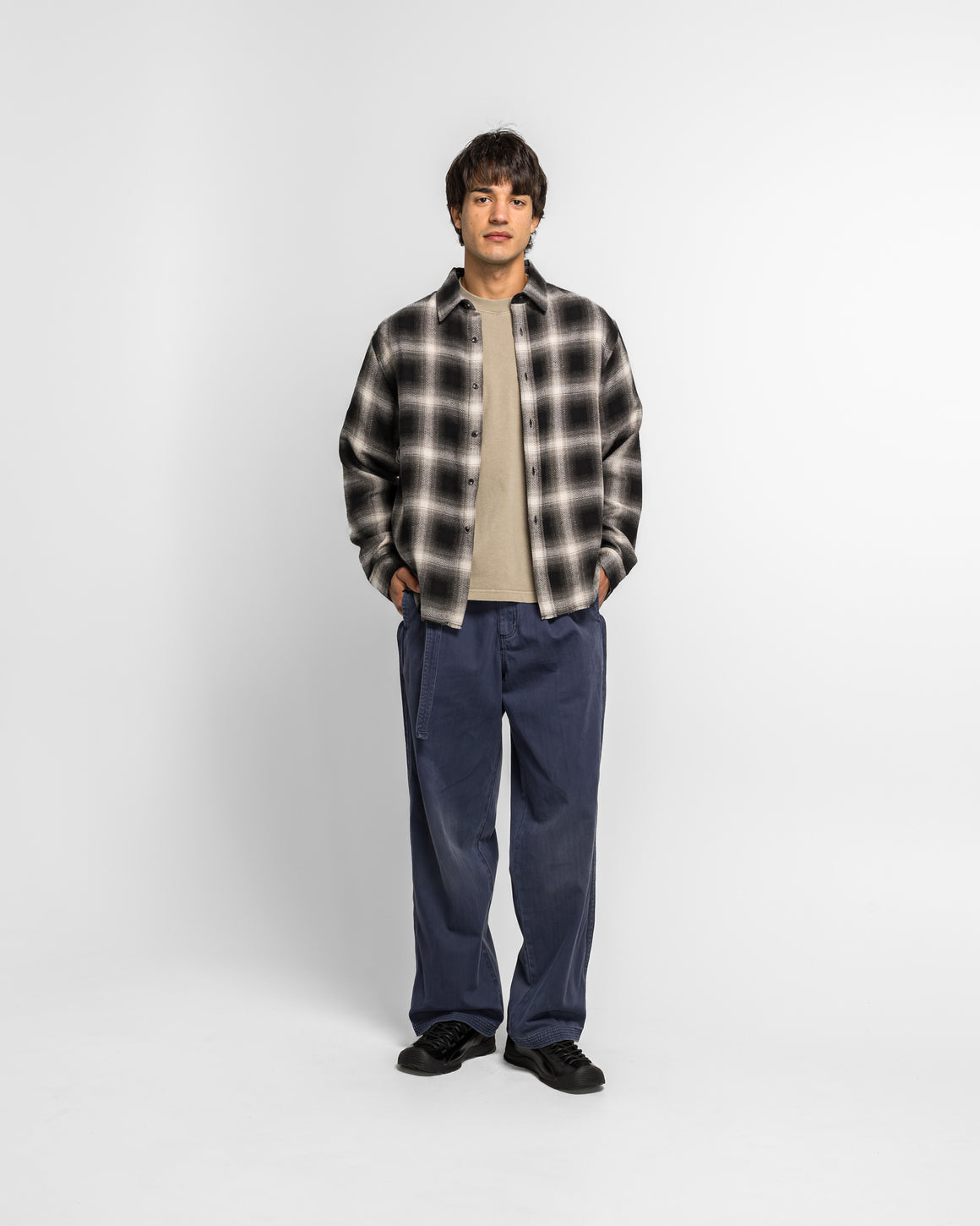 Beach Brains - Hold LS Shirt - Black Plaid - UP THERE