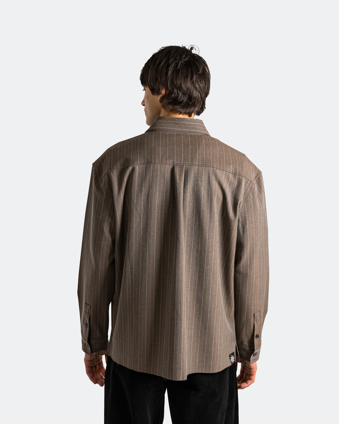Beach Brains - Hold LS Shirt - Brown Pinstripe - UP THERE