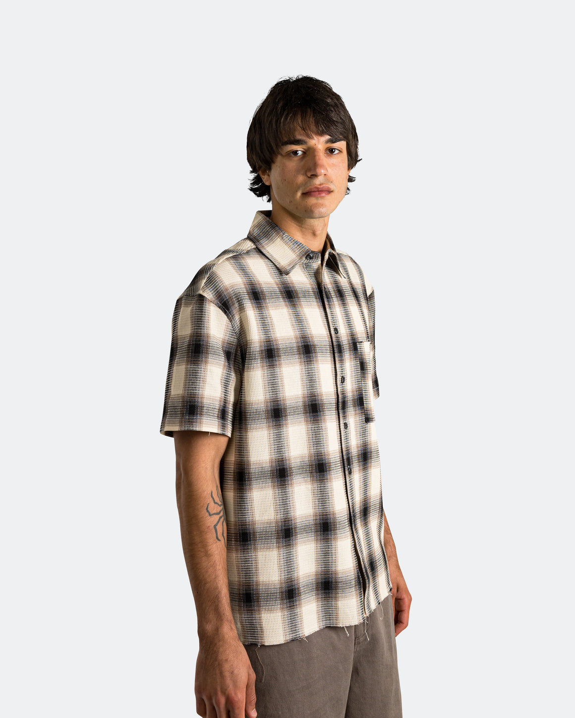 Beach Brains - Hold SS Shirt - Black/Brown Check - UP THERE