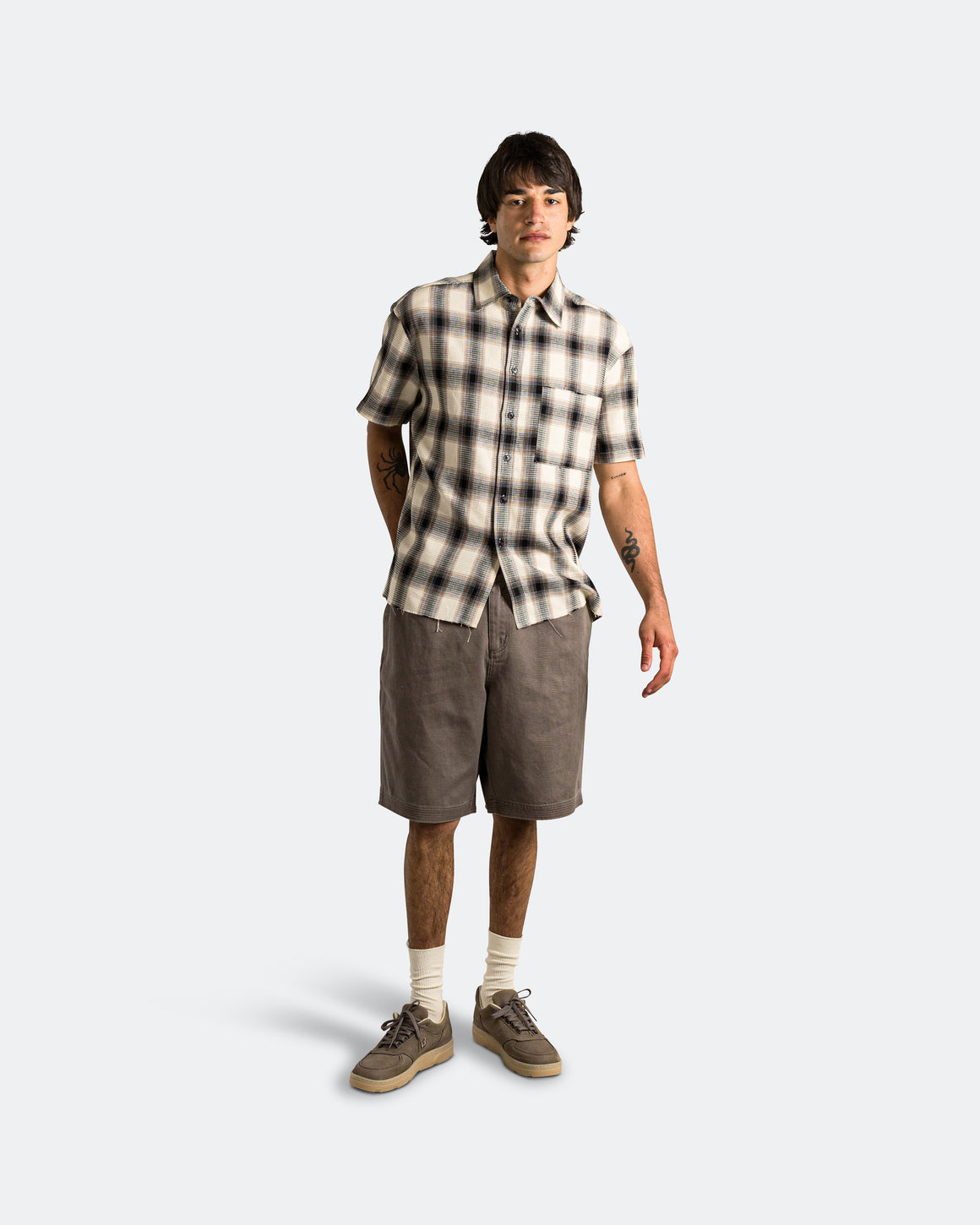 Beach Brains - Hold SS Shirt - Black/Brown Check - UP THERE