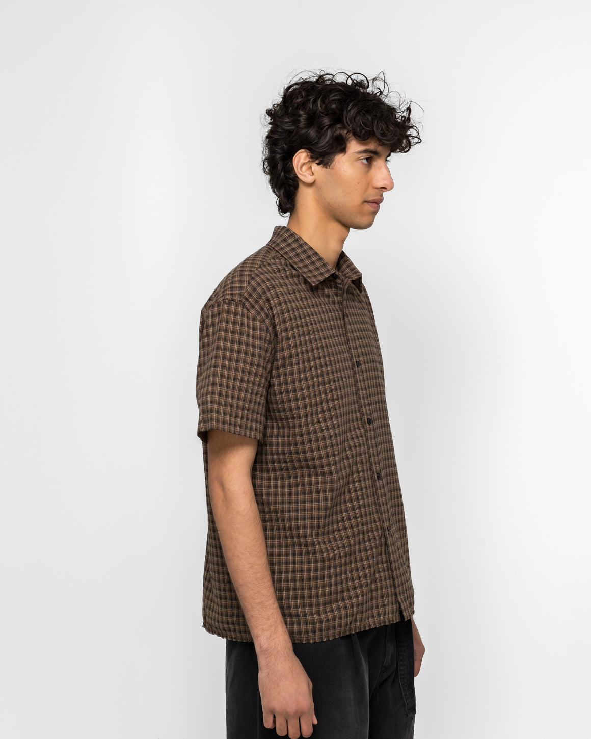 Beach Brains - Hold SS Shirt - Brown Check - UP THERE