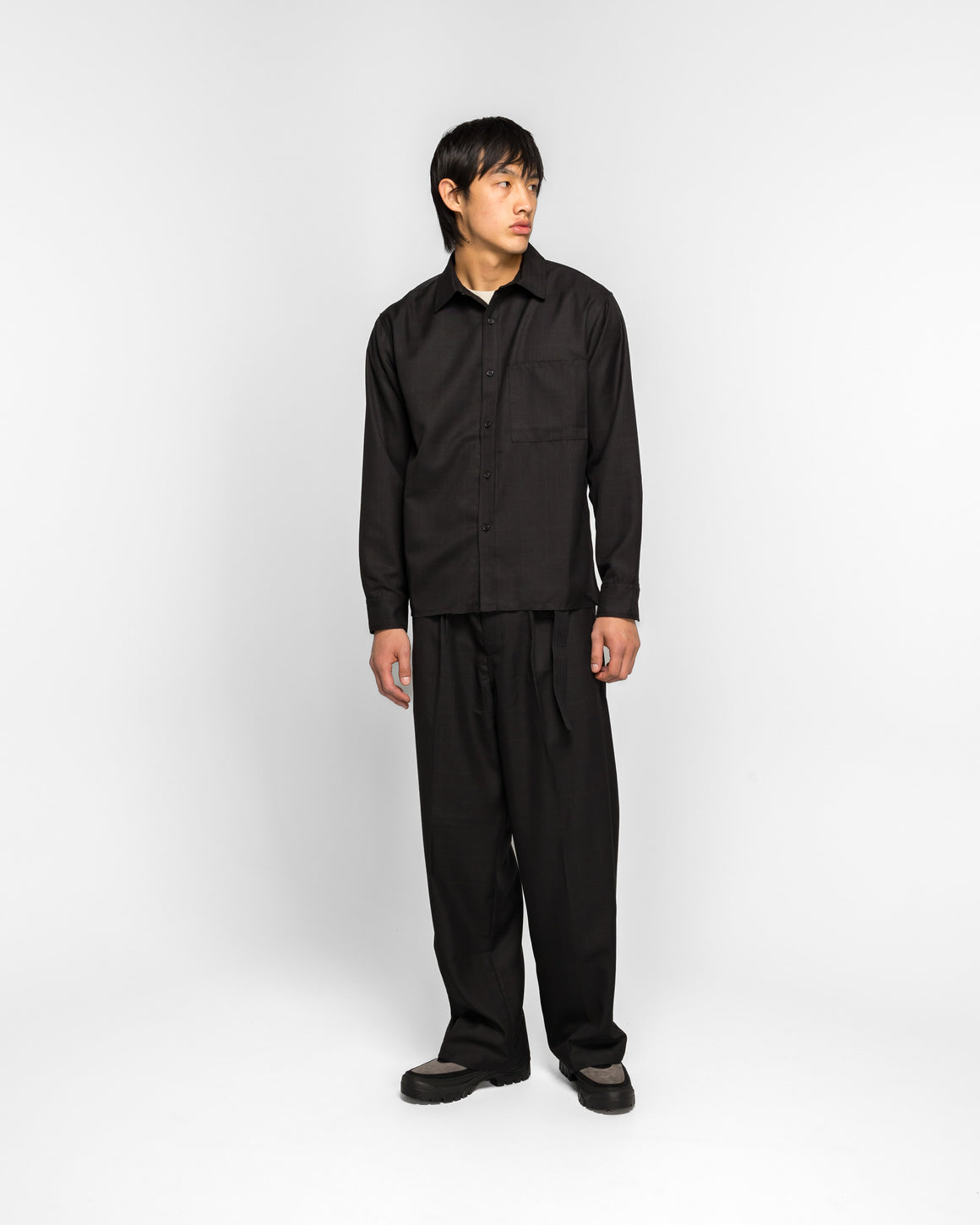Beach Brains - LS Pocket Shirt  - Black Plaid - UP THERE