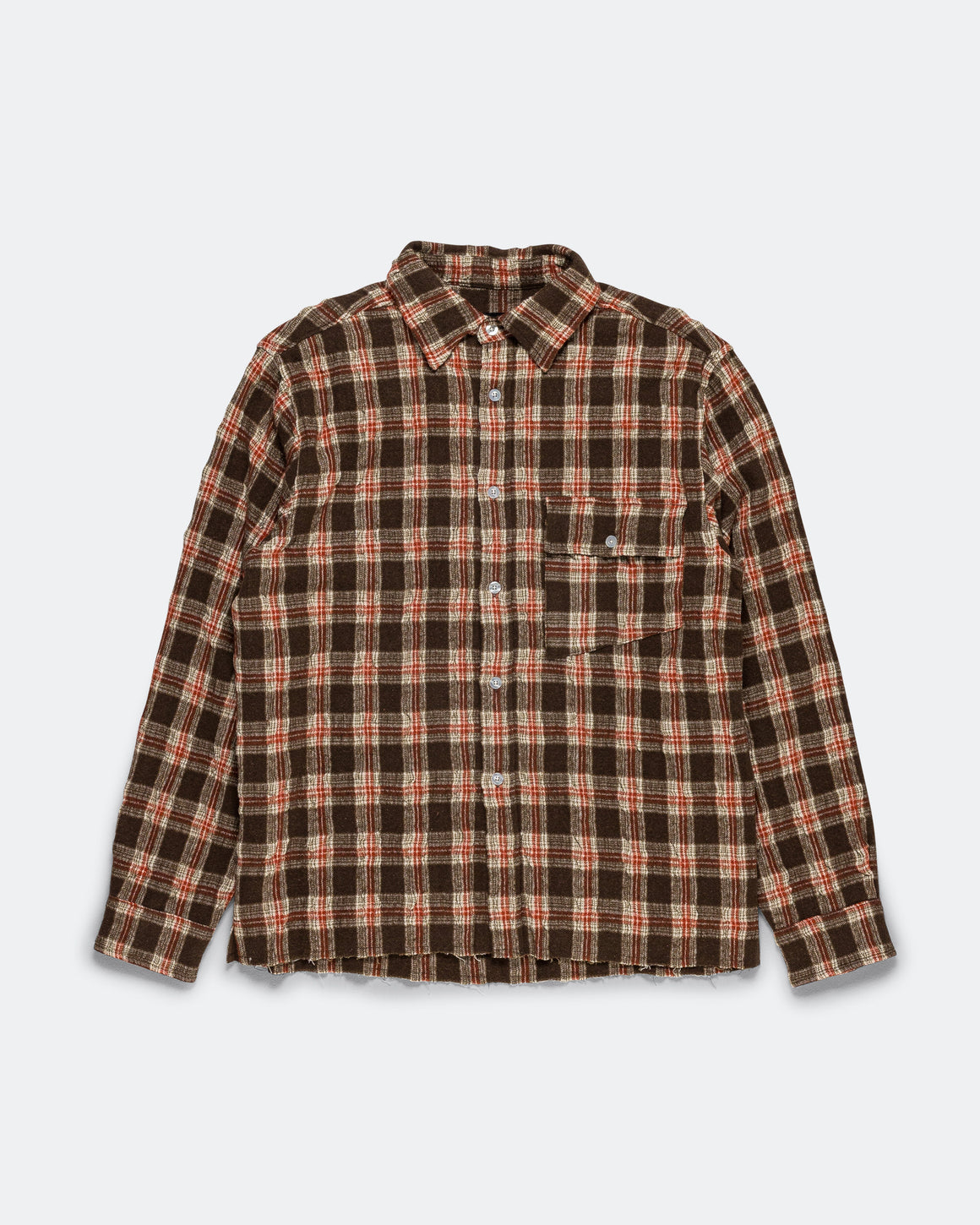 Beach Brains - LS Pocket Shirt - Brown/Red Check - UP THERE