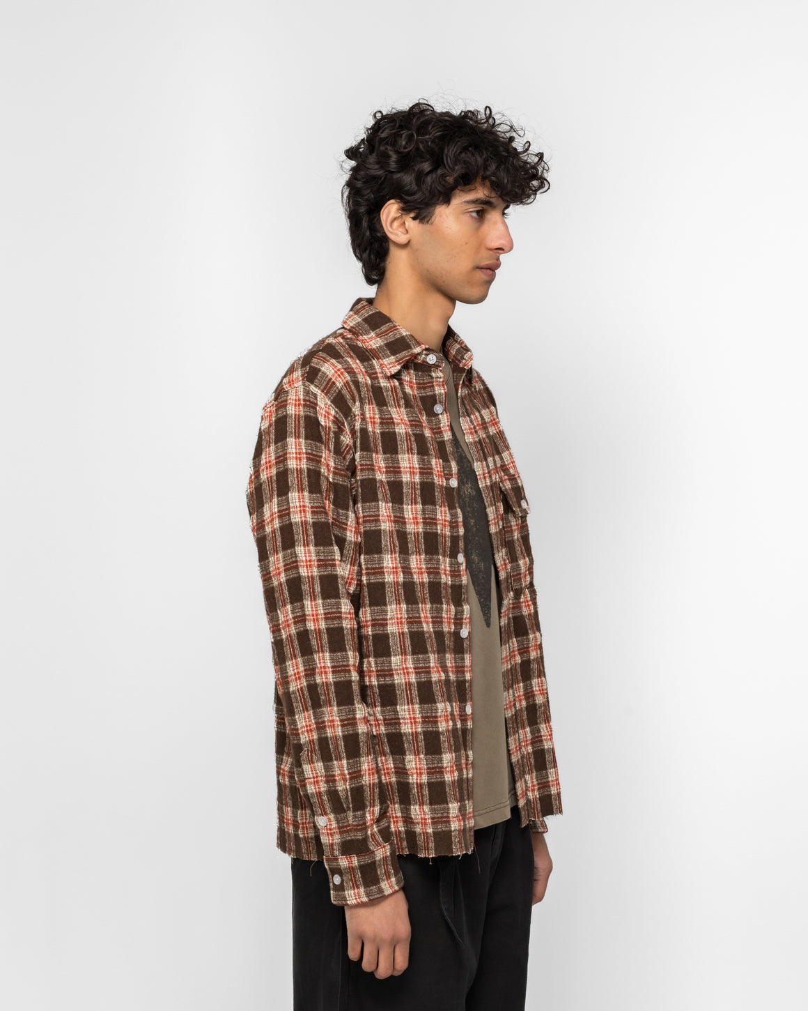 Beach Brains - LS Pocket Shirt - Brown/Red Check - UP THERE