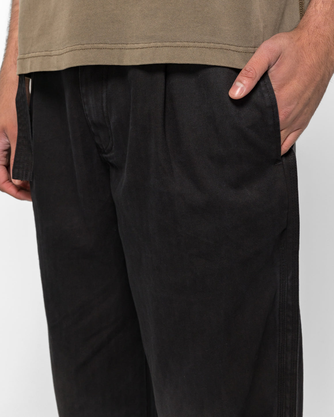 Beach Brains - Pleated Work Pant  - Black Herringbone - UP THERE