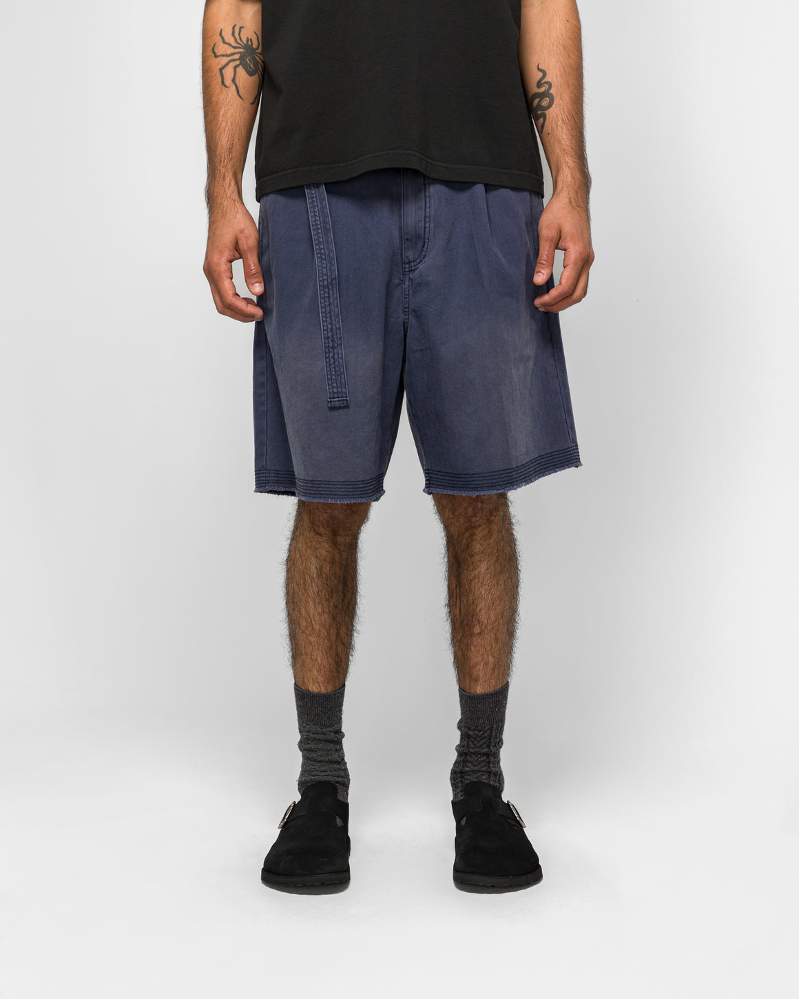 Beach Brains - Pleated Work Short - Navy - UP THERE