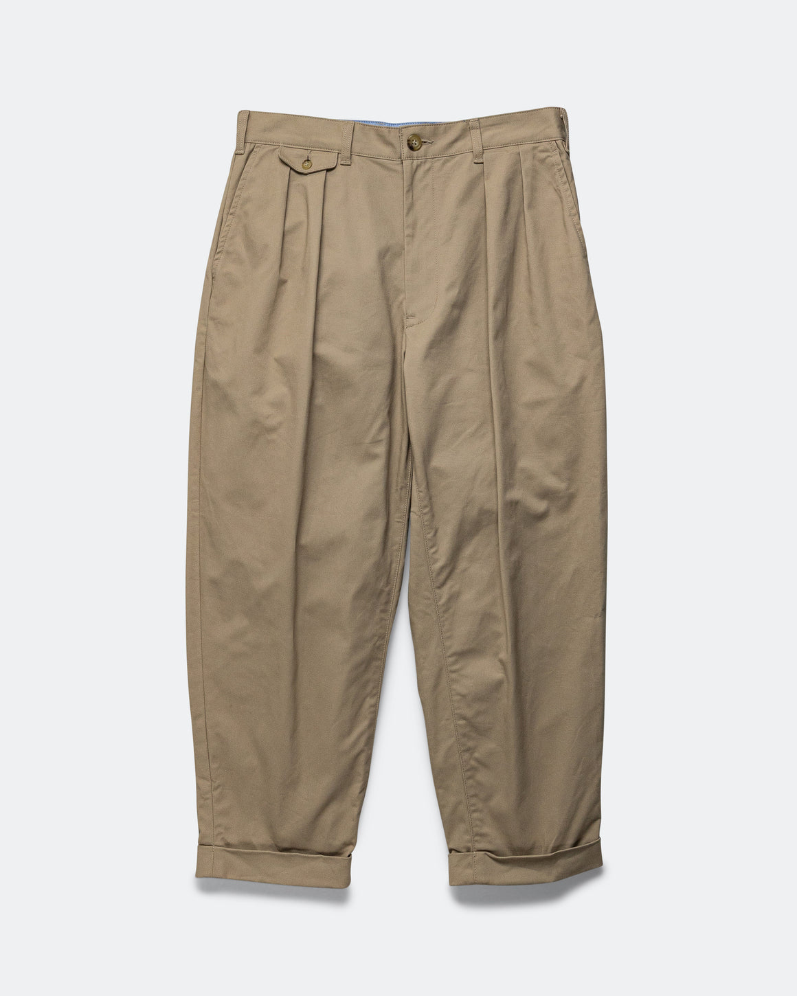 Beams Plus - 2 Pleat Twill Pants - Khaki - UP THERE