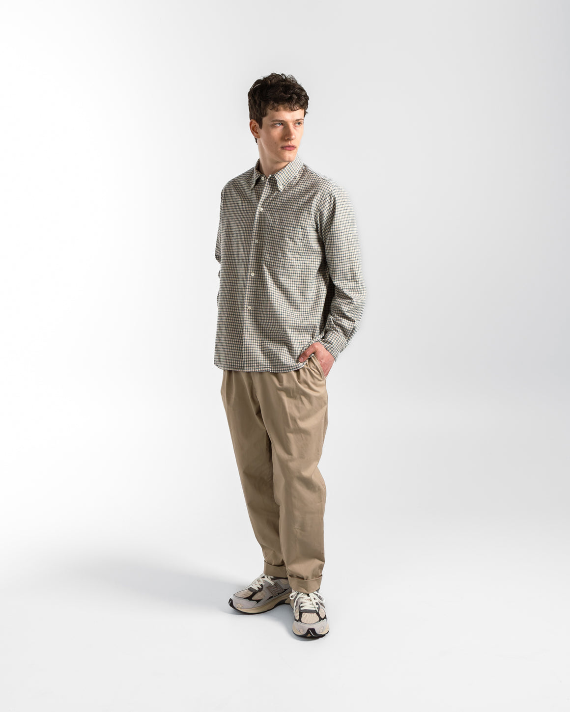 Beams Plus - 2 Pleat Twill Pants - Khaki - UP THERE