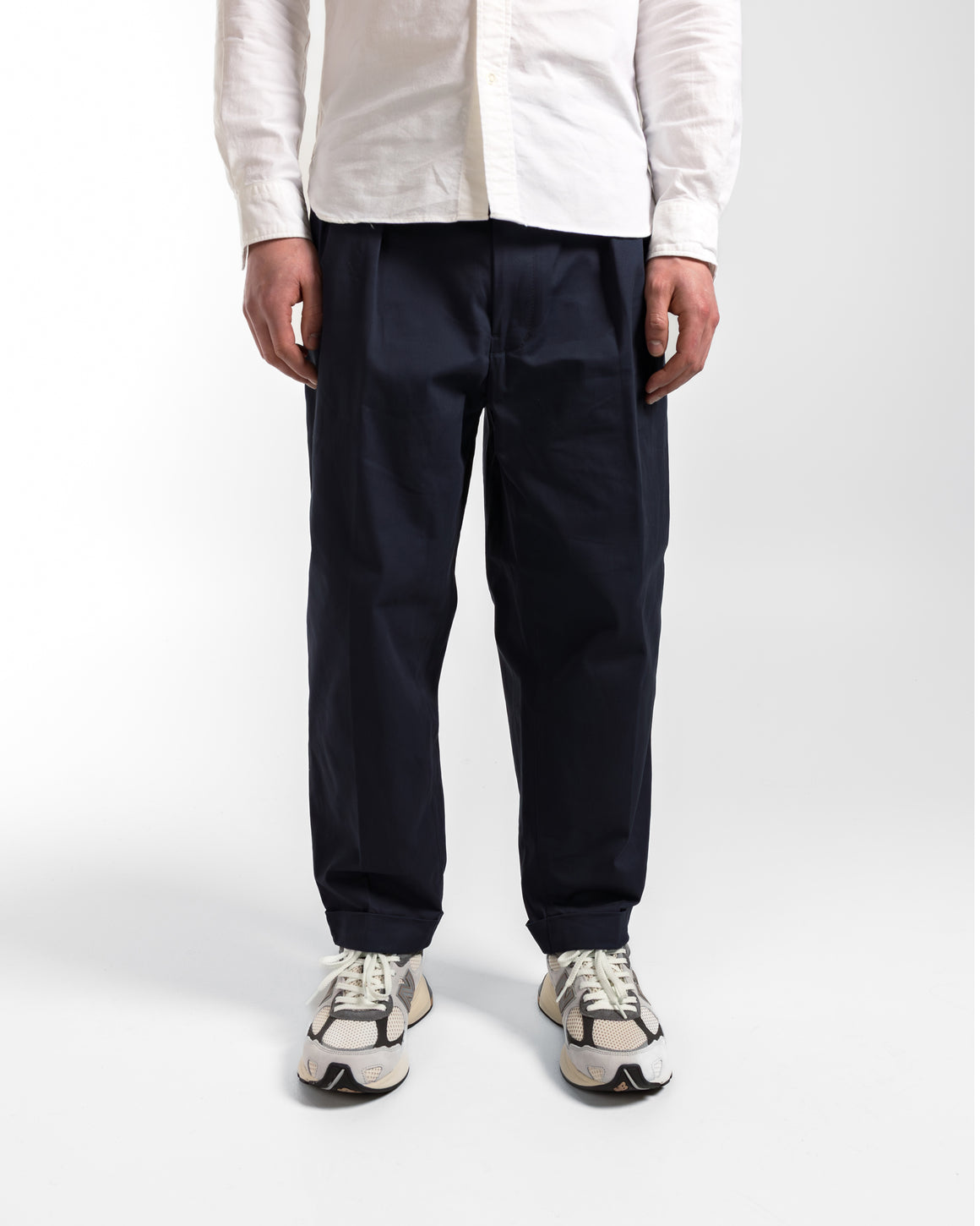 Beams Plus - 2 Pleat Twill Pants - Navy - UP THERE